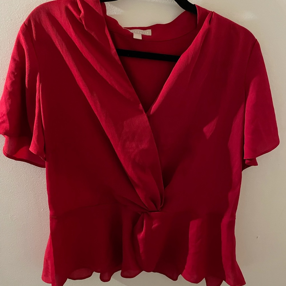 Red Short Sleeve Blouse